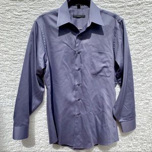 GEOFFREY BEENE Fitted Wrinkle Free Shirt, Gray, M